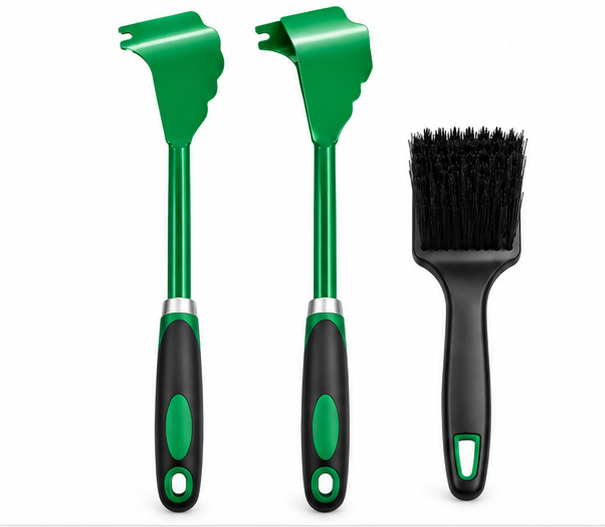 3-Piece Lawn Mower Deck Scraper & Cleaning Brush Tool Kit