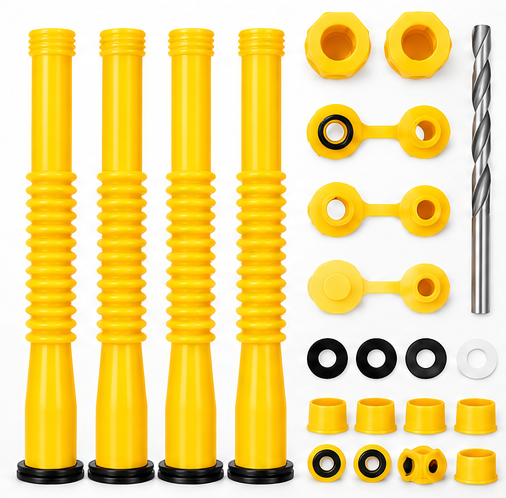 Universal Flexible Gas Can Spout Replacement Kit with Vent Caps & Gaskets