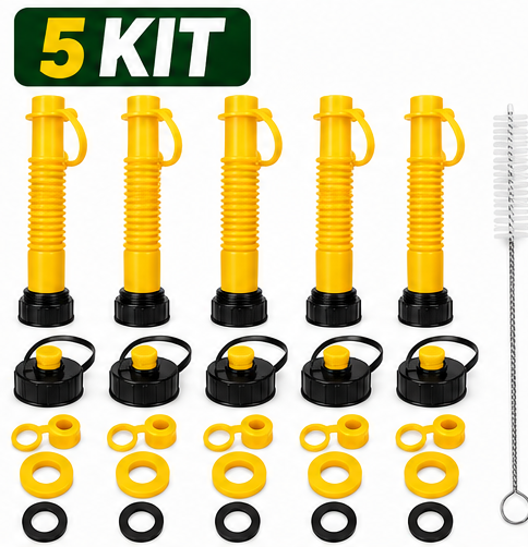 Universal Flexible Gas Can Spout Replacement Kit with Vent Caps & Gaskets