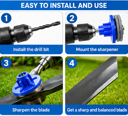 Universal Lawn Mower Blade Sharpener & Balancer Kit for Power Drills