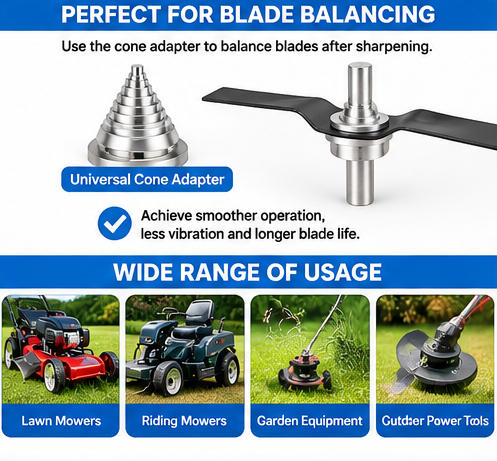 Universal Lawn Mower Blade Sharpener & Balancer Kit for Power Drills