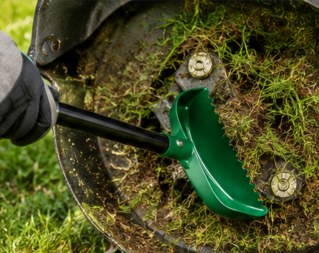 Ergonomic Mower Deck Scraper and Cleaning Tool